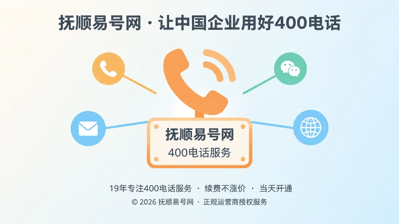 聚焦式插画：中央电话听筒与写有企业名称的铭牌相连，周围小圆点用细线汇聚回中心